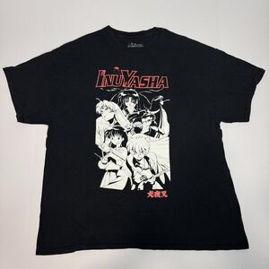 Inuyasha Mens Anime T-Shirt Black Short Sleeve Manga Crew Neck Top Size XL